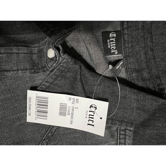 NWT Cruel Girl Black Enzyme Washed Chambray Western Snap Blouse Size S - Picture 5 of 5